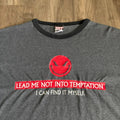 Vintage Y2K Evil Face Lead Me Not To Temptation T-shirt Size XL Skate Grunge