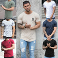 Bbh Designer Herren Slim Fit Muskel T-Shirt Fitness Einfarbig Gebogen Saum