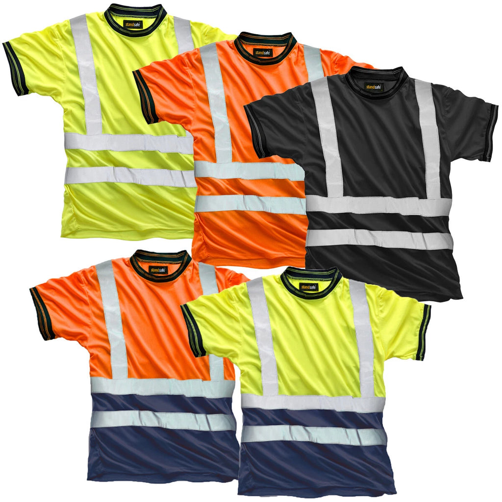 StandSafe Hi Vis Crew Neck T Shirt | High Visibility Reflective Work Top T-Shirt