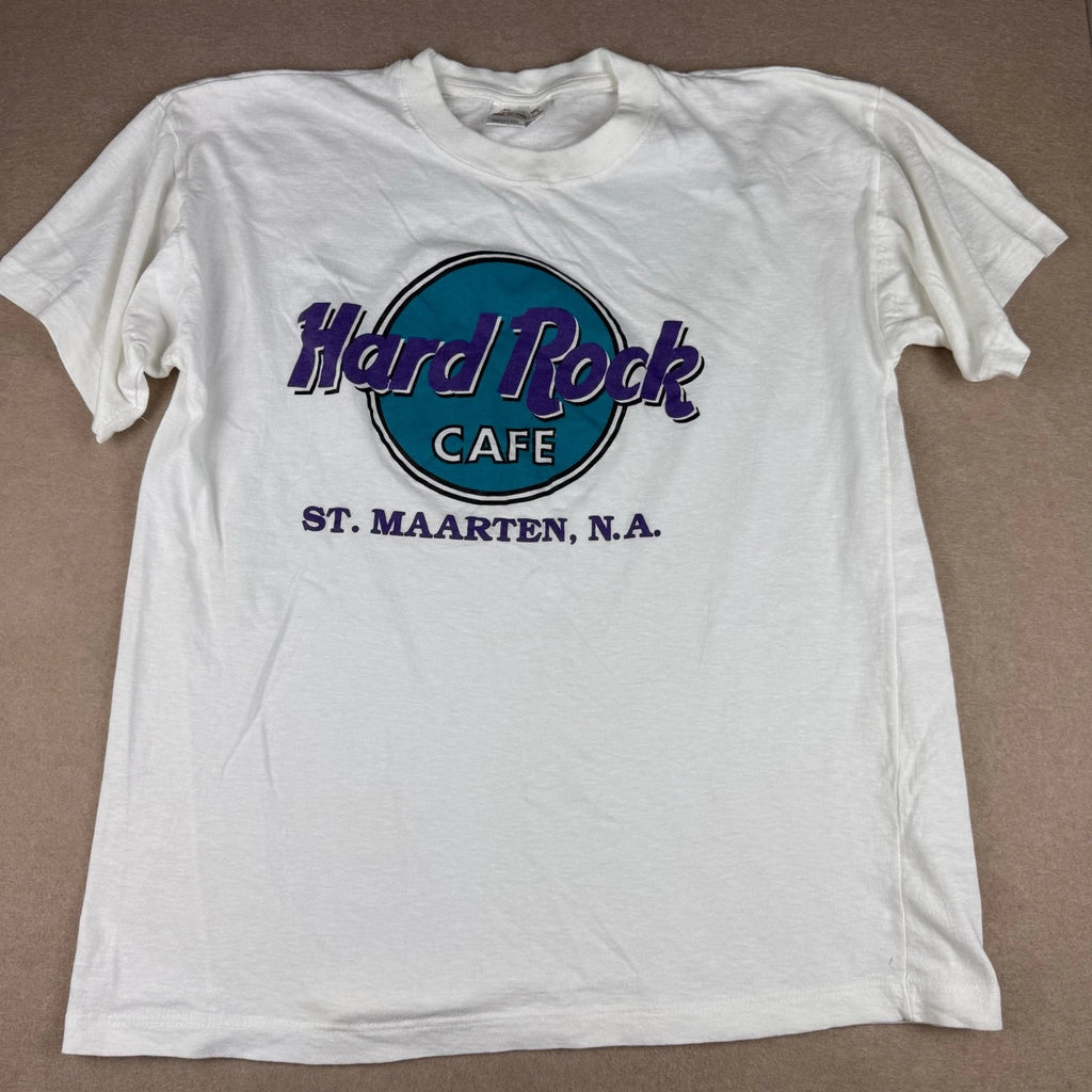Vintage Hard Rock Cafe St Maarten Shirt Mens XL White Tourist Logo Graphic Tee