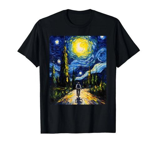 Aesthetic Vangogh Style Starry Night Cycling Biker T-Shirt