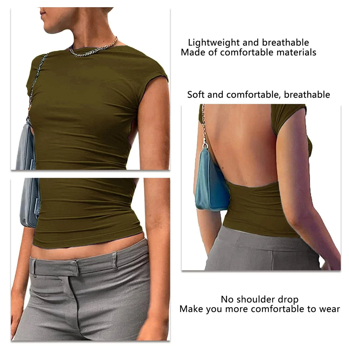 Backless Slim Fit Tee Stylish Open Back Top For Summer Recommended HLF