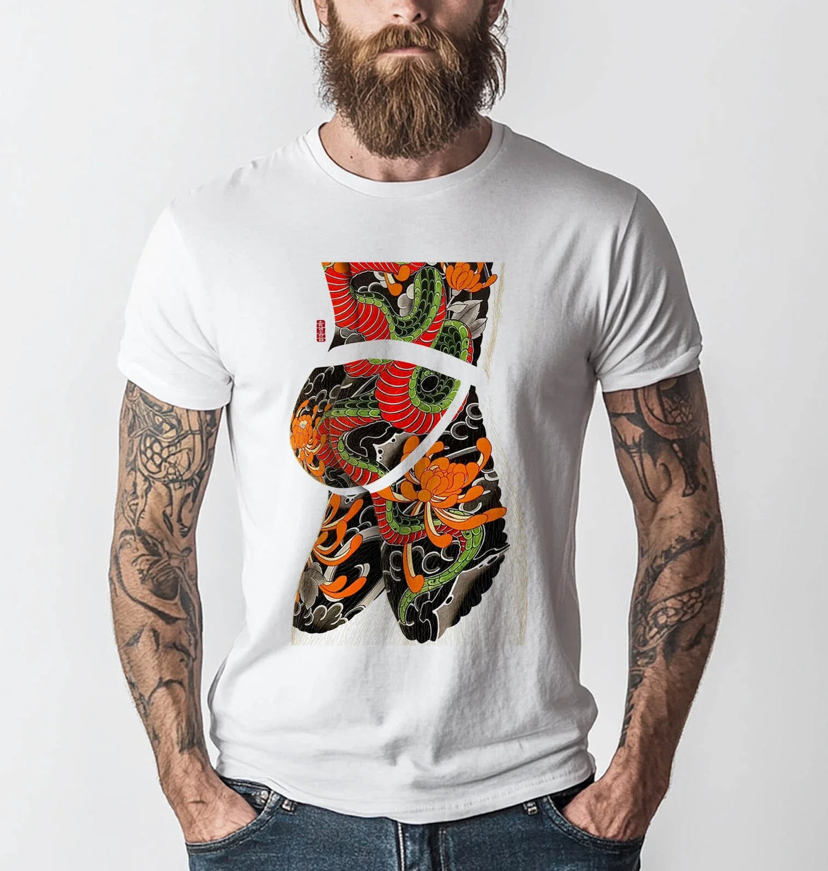 Gay Fashion Inked Hunk T-shirt | Gay Art l Gay Tattoo Art l Gift for Him l Snake