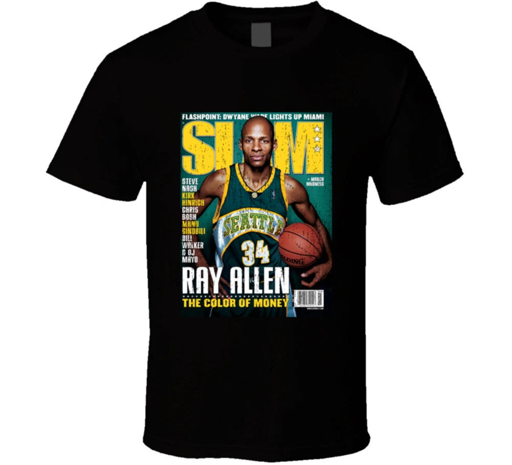 Slam Magazine Issue 87 Ray Allen Popular Basketball Magazine Grunge Look T Shirt