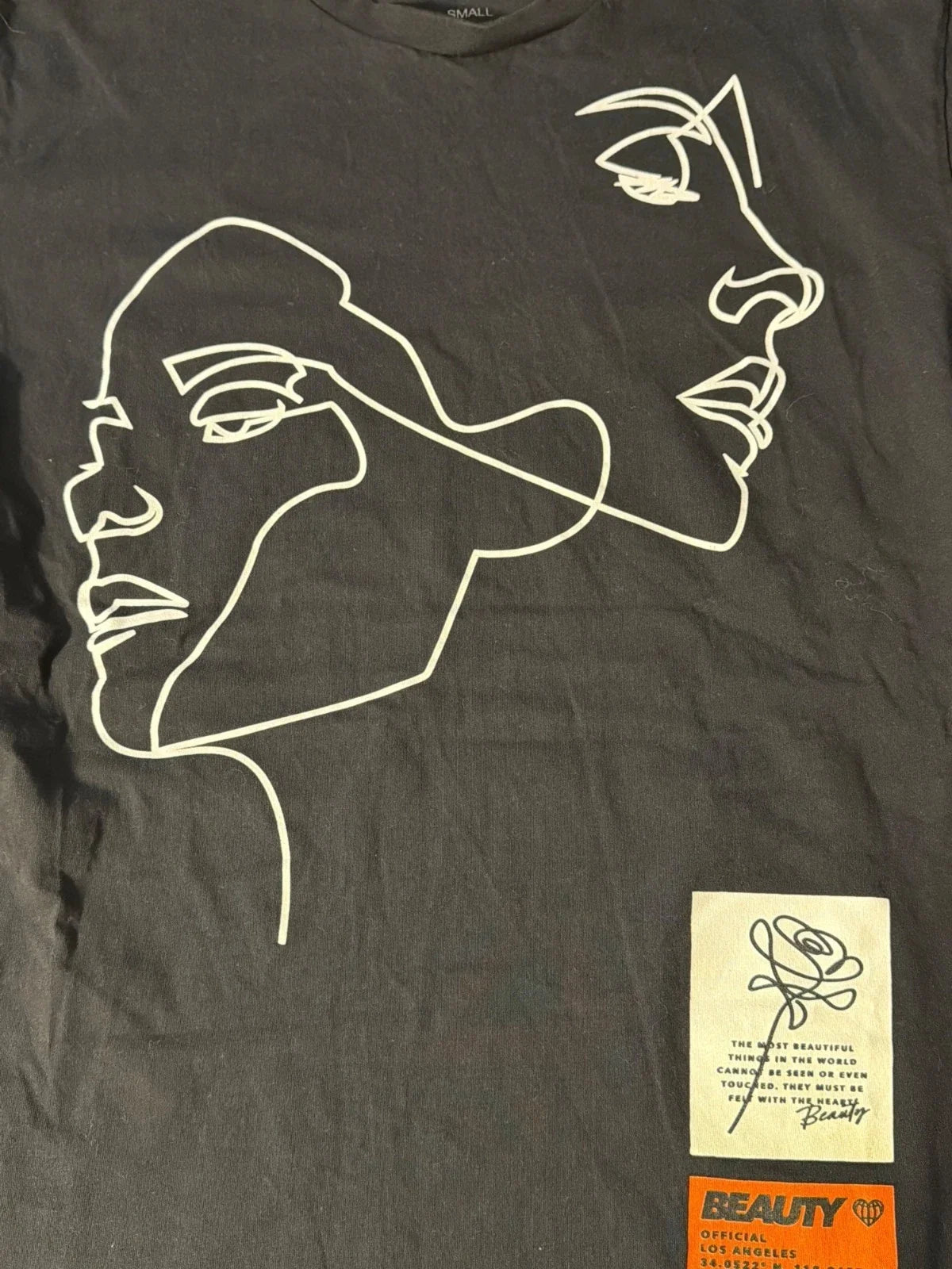 Fashion Nova Beauty Black Graphic T Shirt Minimalist Face Graphic Text Sz Small