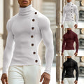 Mens Slim Fit Shirt Button Turtleneck Long Sleeve Casual Streetwear Style