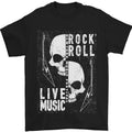 Rock n Roll Live Music Skull Guitar Mens T-Shirt 100% Cotton