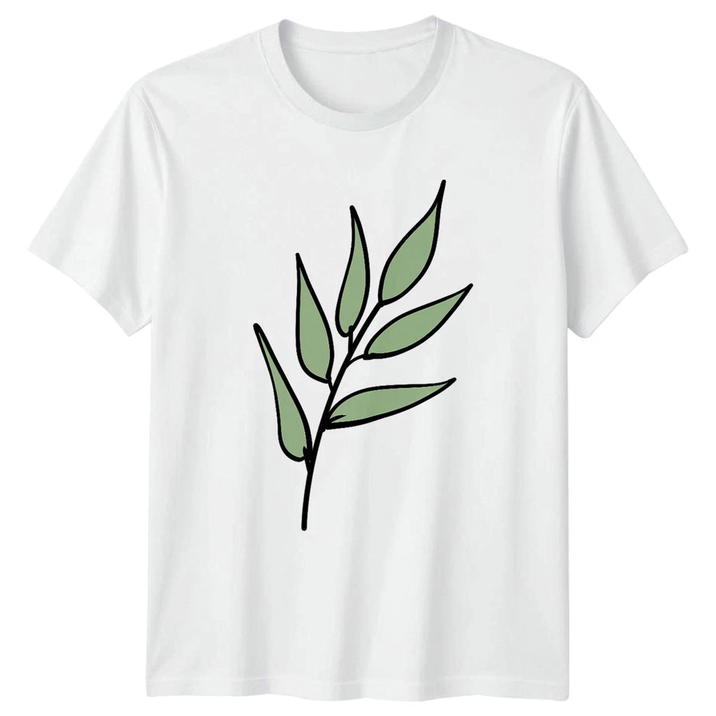 Simple Green Leaf Botanical Design T-Shirt Foliage Nature Birthday Gift