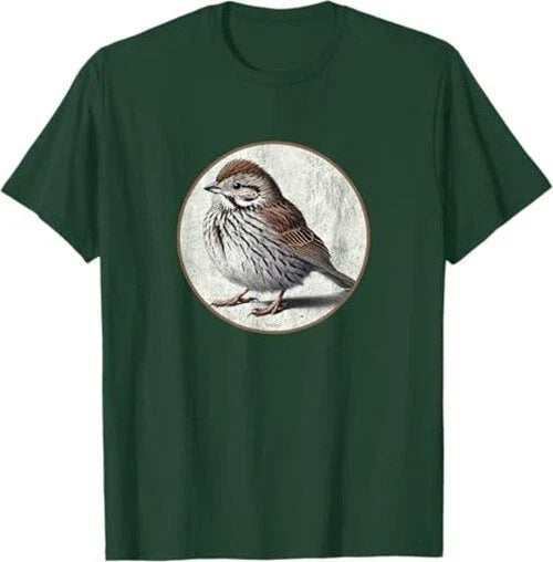 Song Sparrow T-Shirt Retro Bird Tee Design 10 Colors by Bird.Fan