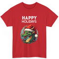 Urban Santa Dragon Happy Holidays T-Shirt | Christmas Alligator Design Gift