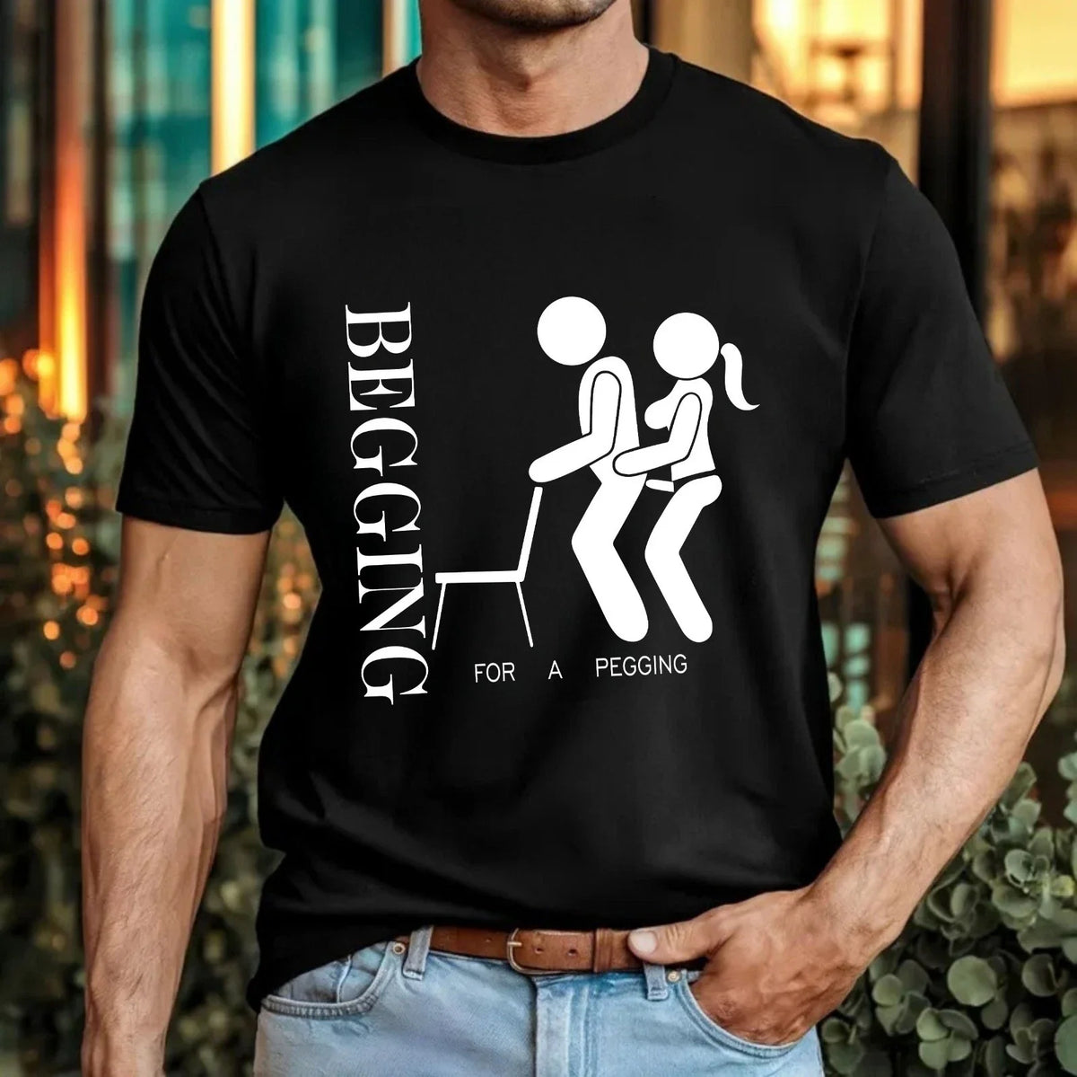 Begging For A Pegging Funny Rude T-Shirt Offensive Adult Humour Novelty Gift Top