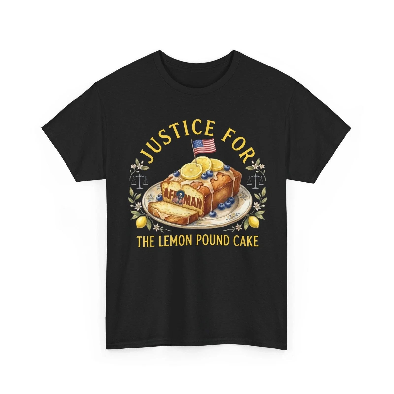 Funny Justice for Lemon Pound Cake Afroman US Flag Trendy T-Shirt