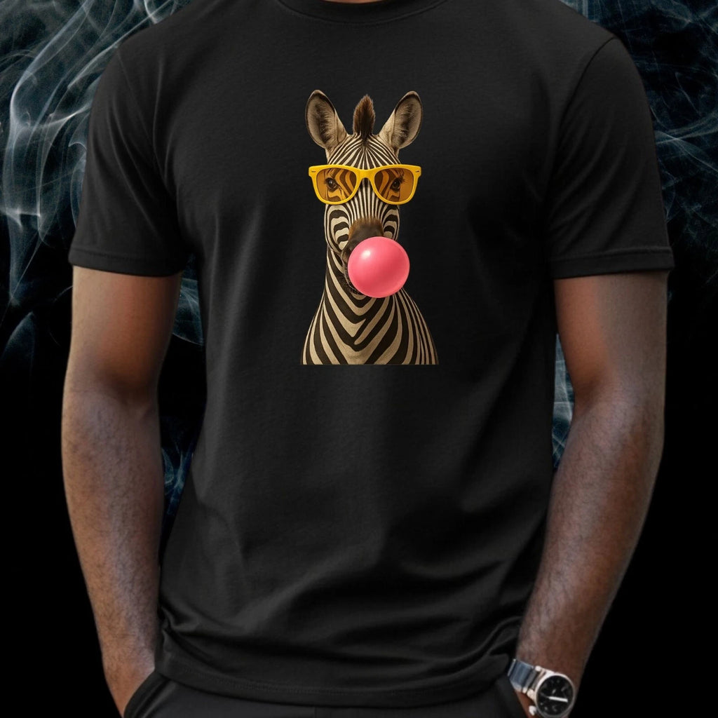 Mens Zebra Bubblegum Print Cotton T-Shirt Size XS to 5XL