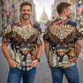 250 Years of Freedom Button Shirt, Retro America 250th Anniversary Hawaiian