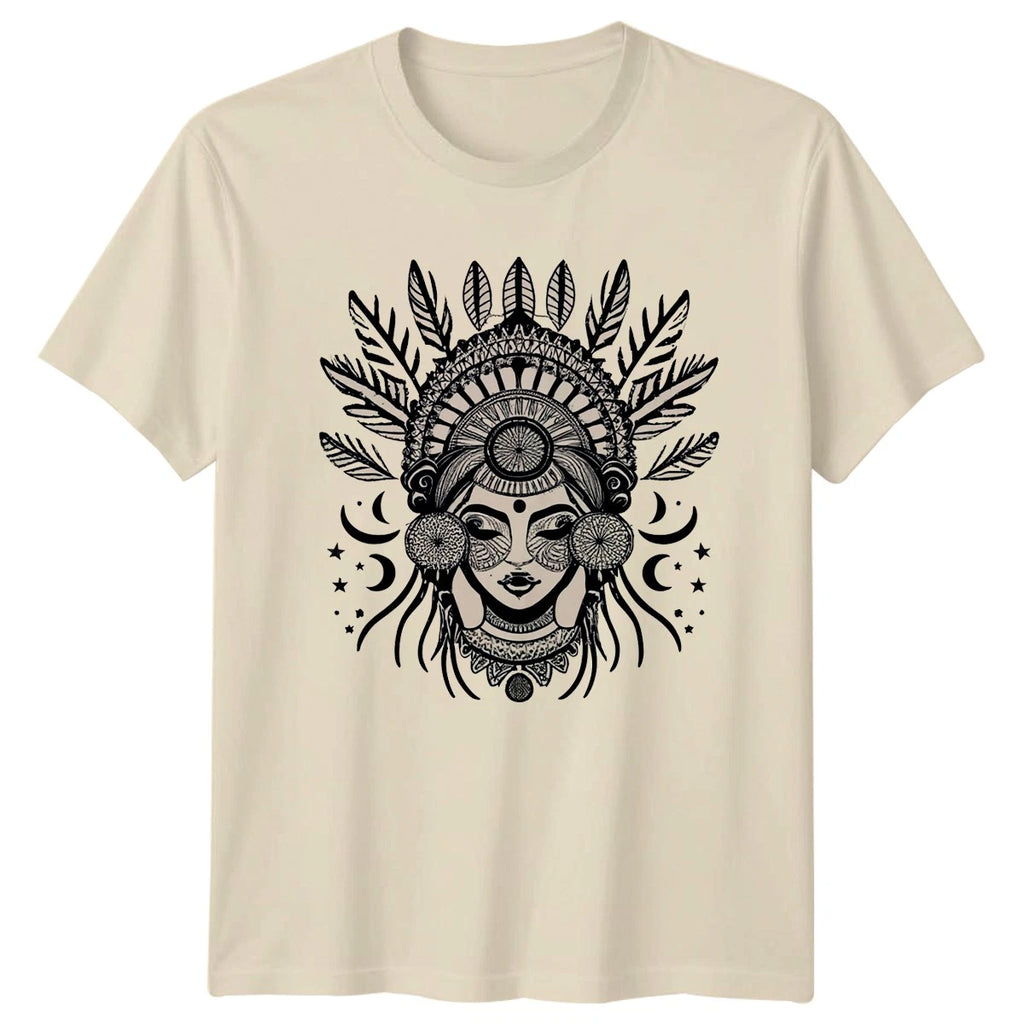 Boho Moon Goddess Celestial Spirit Womens T-Shirt Mandala Art Birthday Gift