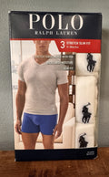 Polo Ralph Lauren Mens V-Neck T-Shirt White Size M Slim Fit Cotton Blend 3 Pack