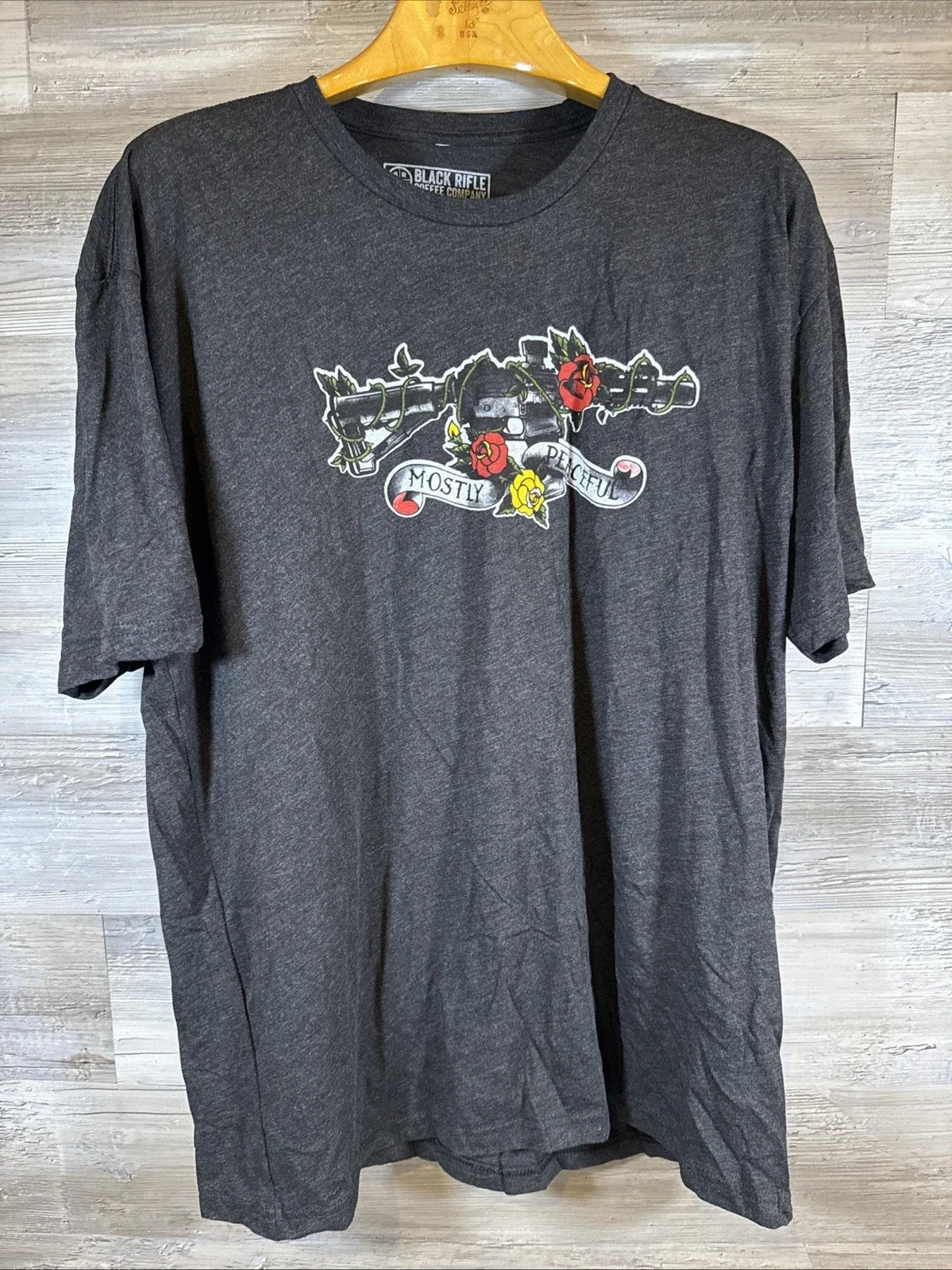 Black Rifle Coffee Mostly Peaceful T Shirt Mens Size XXXL Black New America