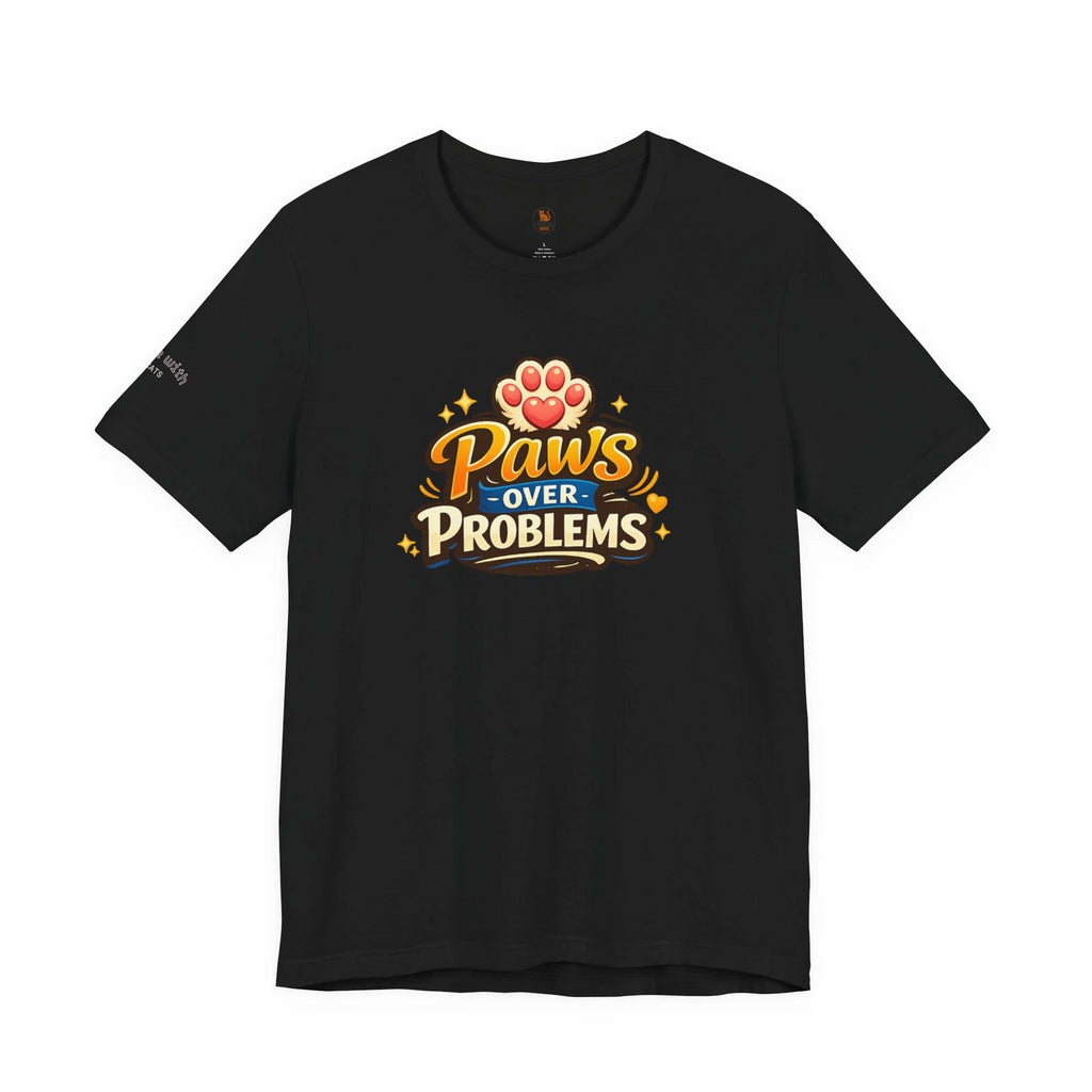Paws Over Problems T-Shirt | Cat Paw Heart Graphic