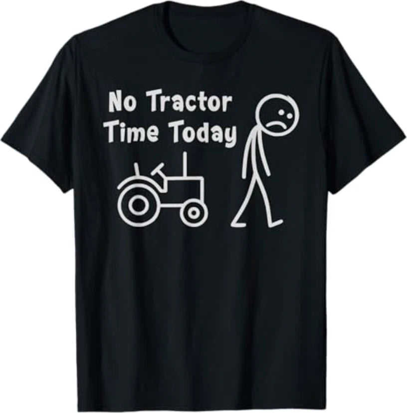 No Tractor Time Today Funny Farmer Stickman Minimalist Art T-Shirt