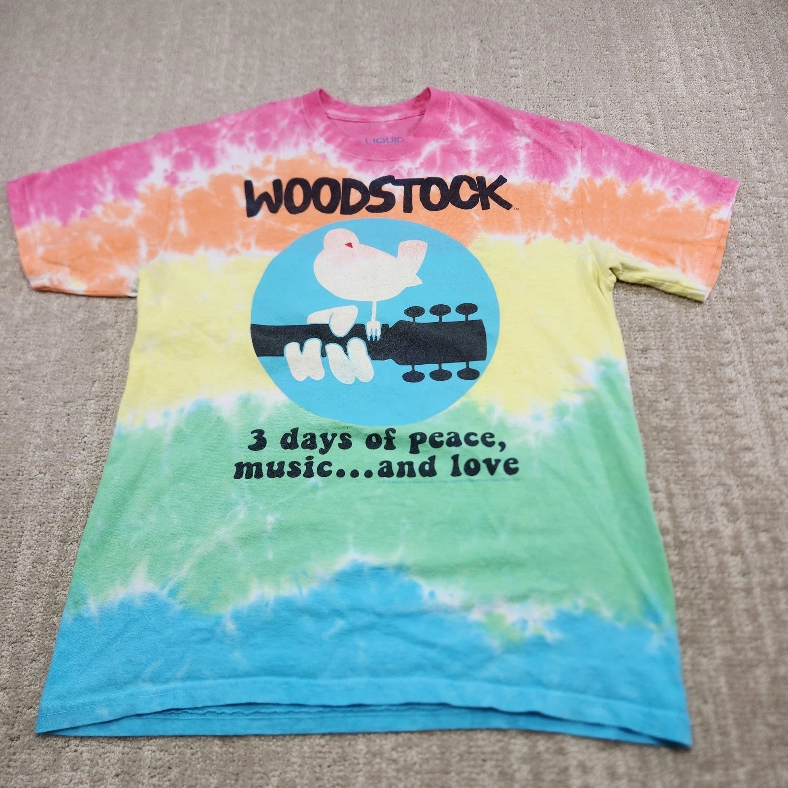 Liquid Blue Woodstock Shirt Adult Medium Tie Dye Multicolor Music Festival