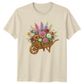 Floral Wheelbarrow Womens T-Shirt Gardening Mothers Day Gift For Her