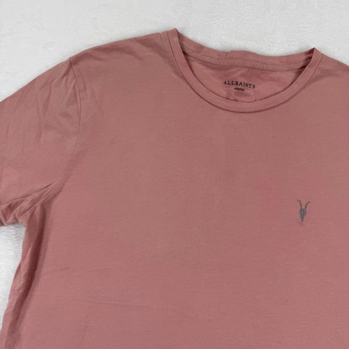 AllSaints Brace Tonic Crew T-Shirt Mens Medium Dusty Rose Pink Ramskull MD131G