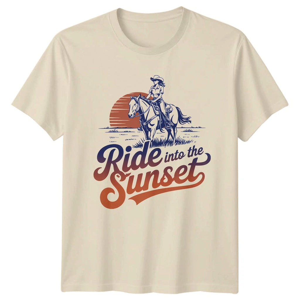 Ride Into The Sunset Womens T-Shirt Cowgirl Horse Riding Western Gift For Her