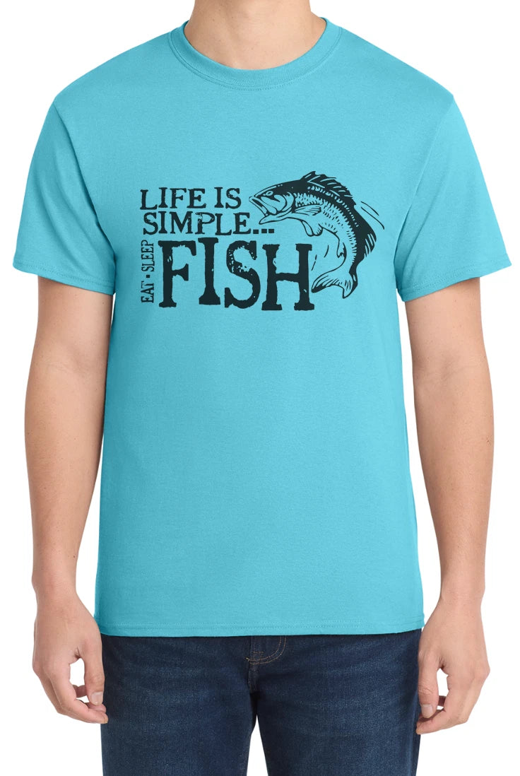 Life Is Simple Eat Fish Sleep Funny Fishing Tee Graphic Design T-Shirt Gift
