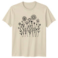 A Simple Black And White Womens T-Shirt Botanical Line Art Floral Mothers Day
