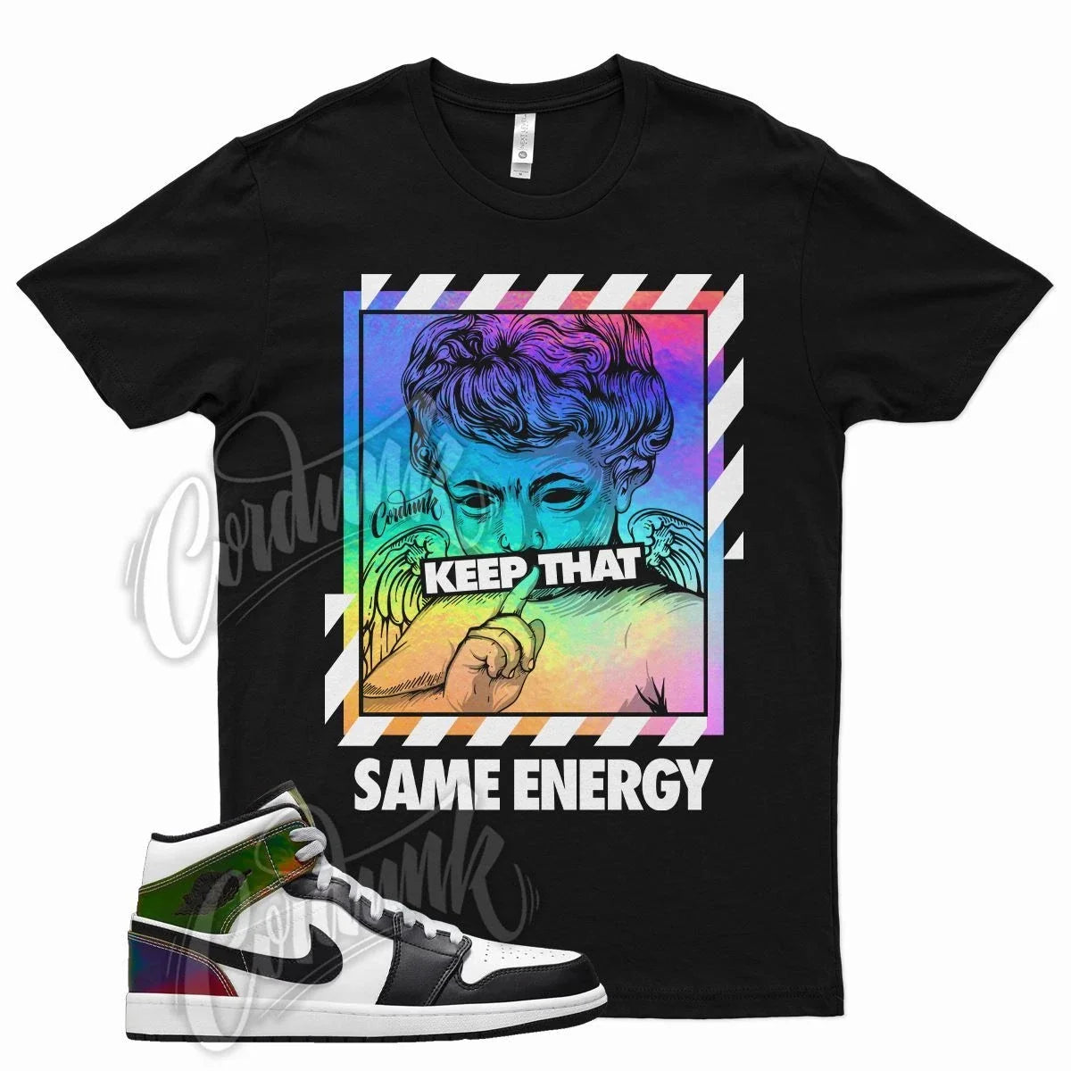 Black ENERGY T Shirt for Air J1 1 Color Change Heat Reactive Hologram Black