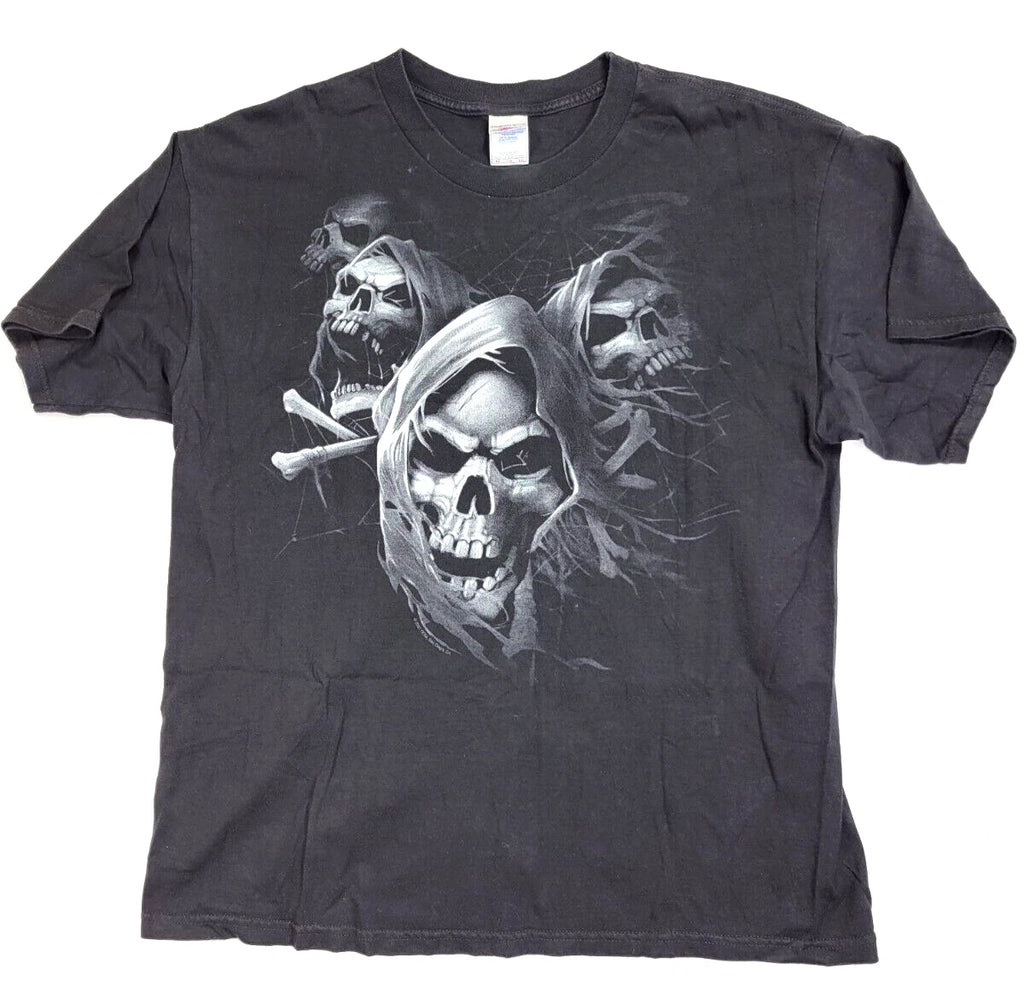 Vintage Y2K Skulls Grunge Skater Tshirt Black 4 Four Horsemen Punk Gothic XL