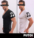 Pistol Boutique Men's Slim Fit Music Sheet Music Print T-Shirt V-Neck