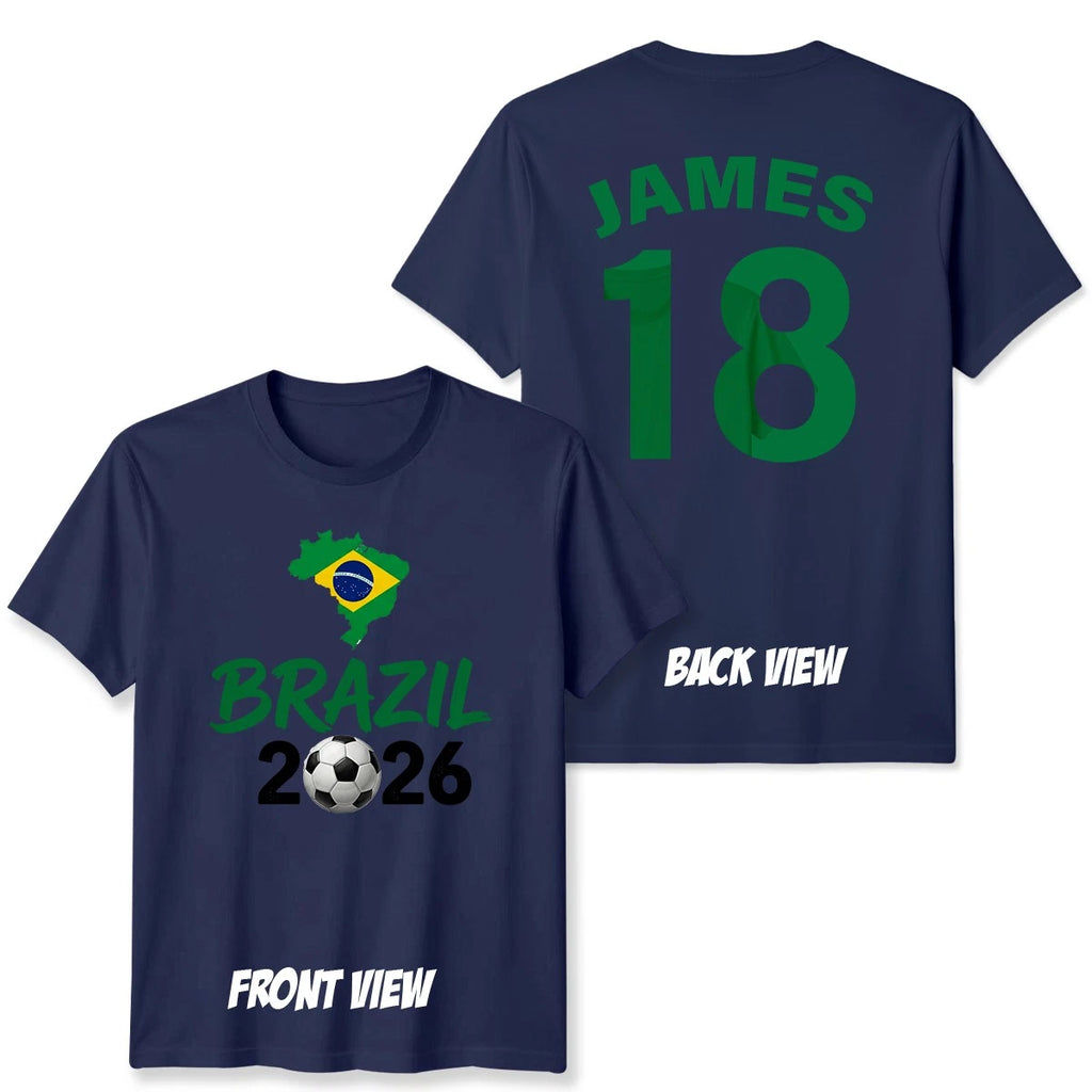Personalized Brazil Unisex Football T Shirt Name and Number Modern Womens Tee