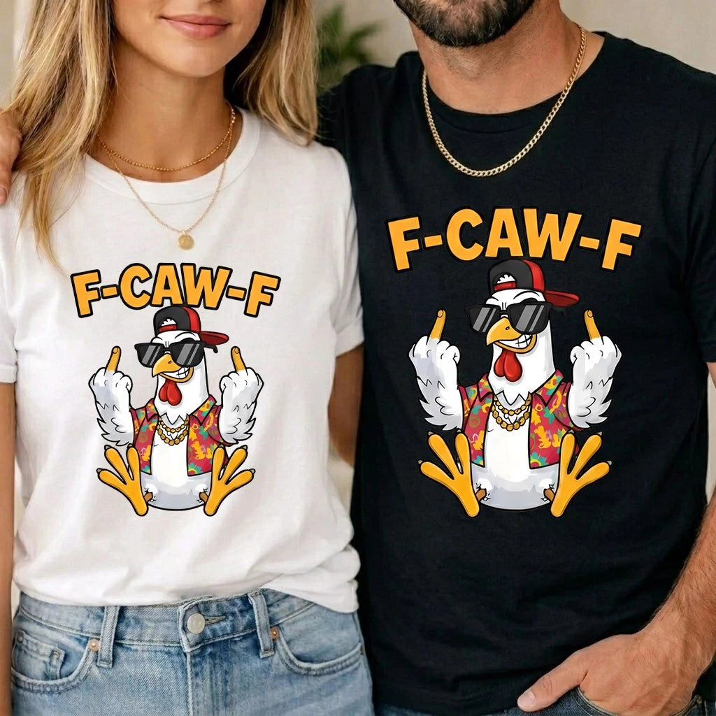 F-CAW-F Chicken Unisex T-Shirt Funny Sarcastic Rude Chick Middle Finger Tee Xmas