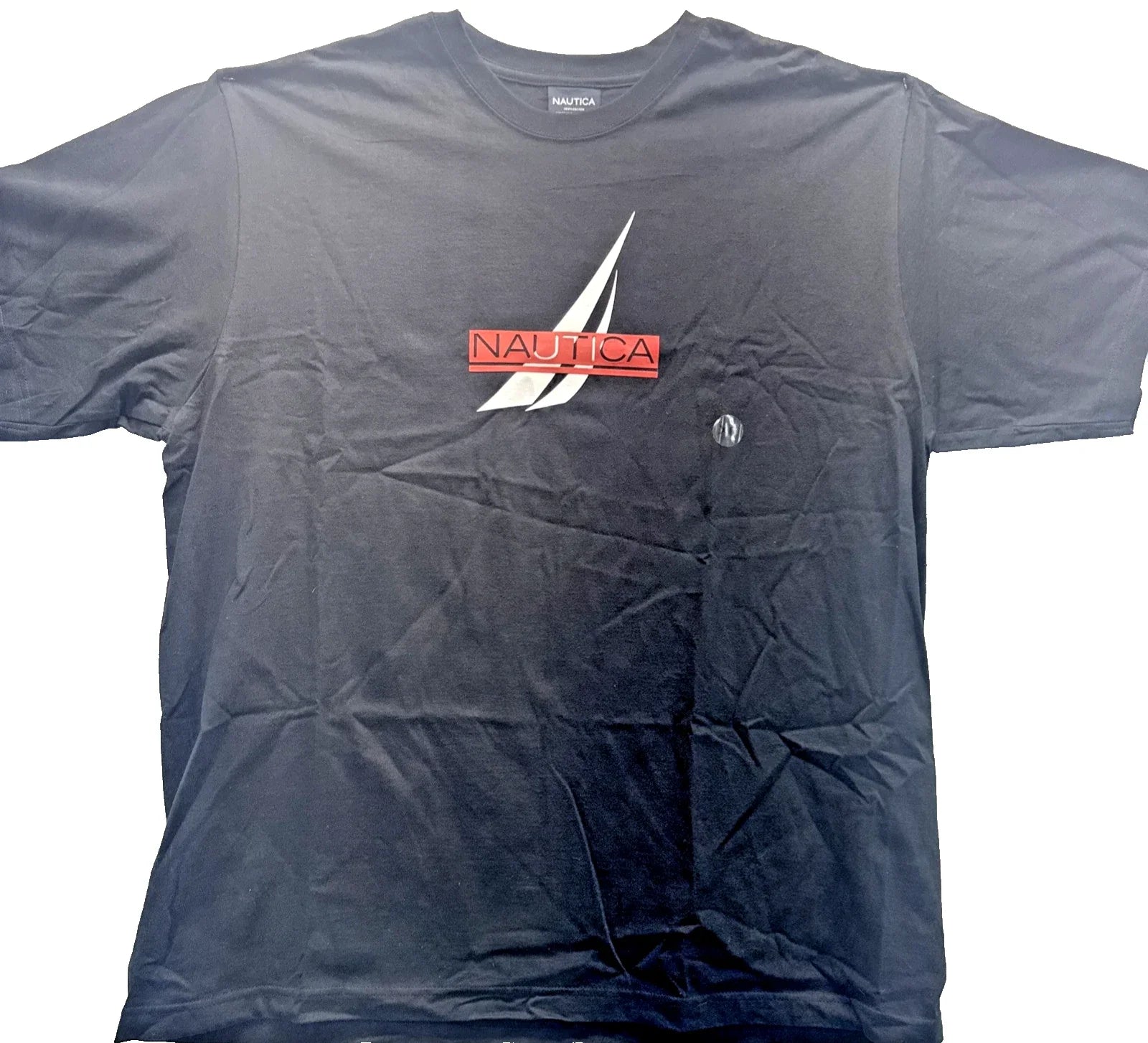 Nautica Sail Logo T Shirt Mens XL Black Y2K Boat Graphic Streetwear Tee