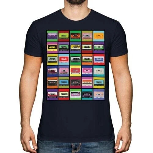 Pop Art Kassette Bänder Herren Mode Aufdruck Top Vintage Musik 70S 80S