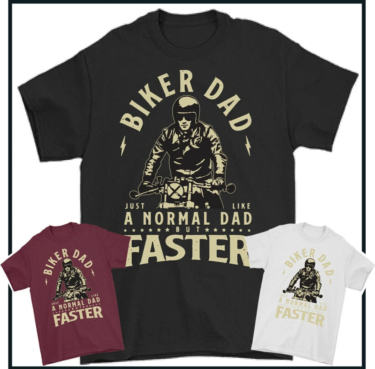 BIKER DAD T-SHIRT, Mens Funny Father's Day TEE TOP Motorbike Motorcycle