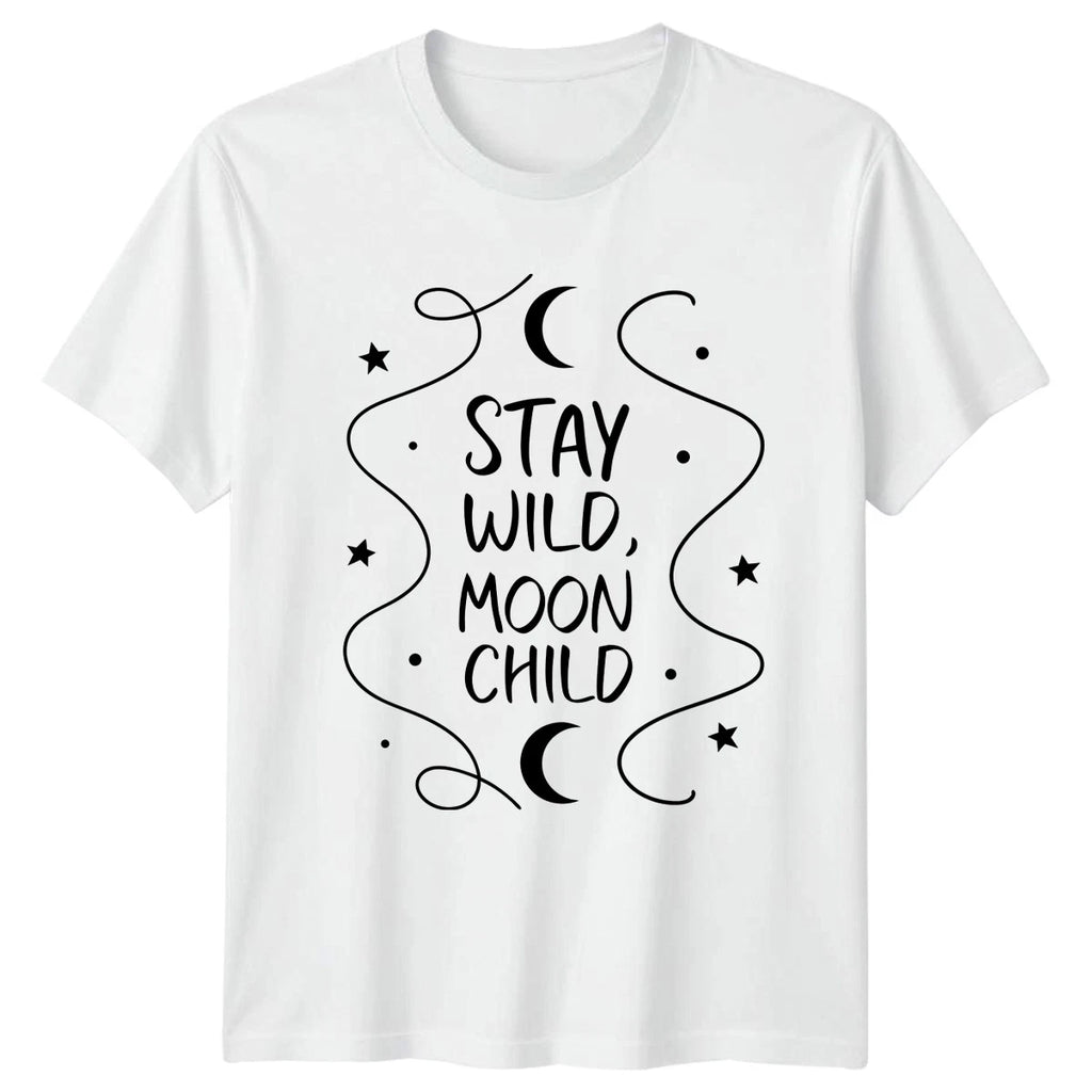 Stay Wild Moon Child Womens T-Shirt Boho Astrology Gift For Her