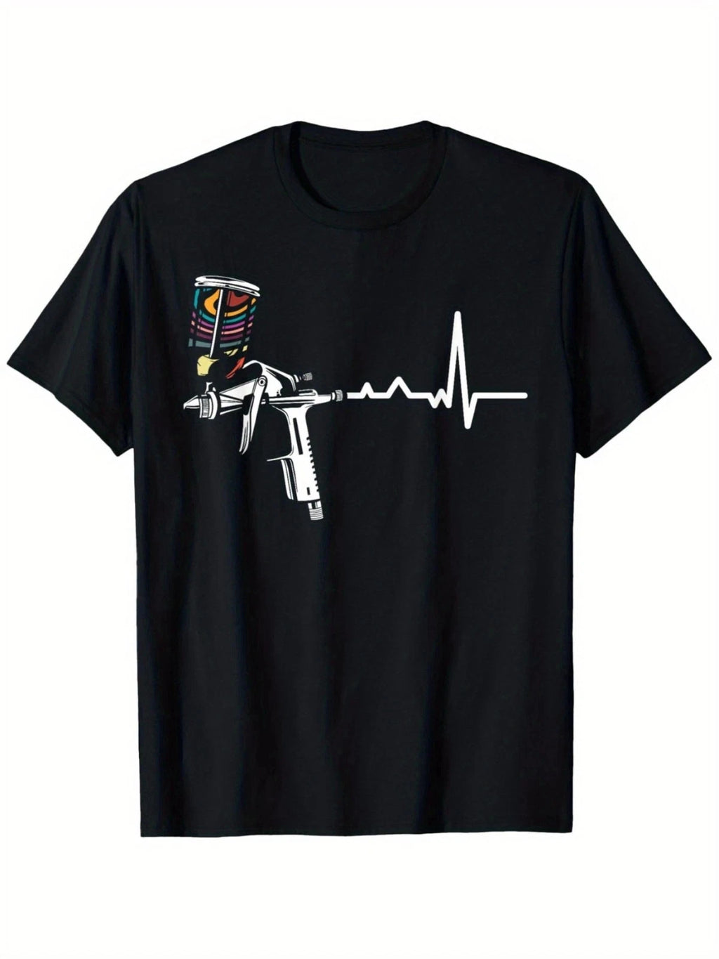 Spray Paint Gun Heartbeat Graphic T-Shirt Street Art Graffiti Style Tee