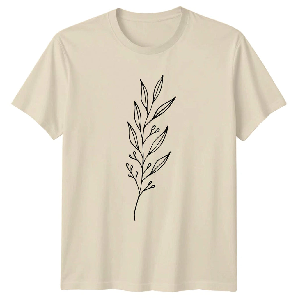 Simple Hand Drawn Olive Branch Womens T-Shirt Minimalist Art Mothers Day