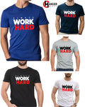 WORK HARD Printed T-Shirts for Men Round Neck Comfy Men tees Casual Party TShirt