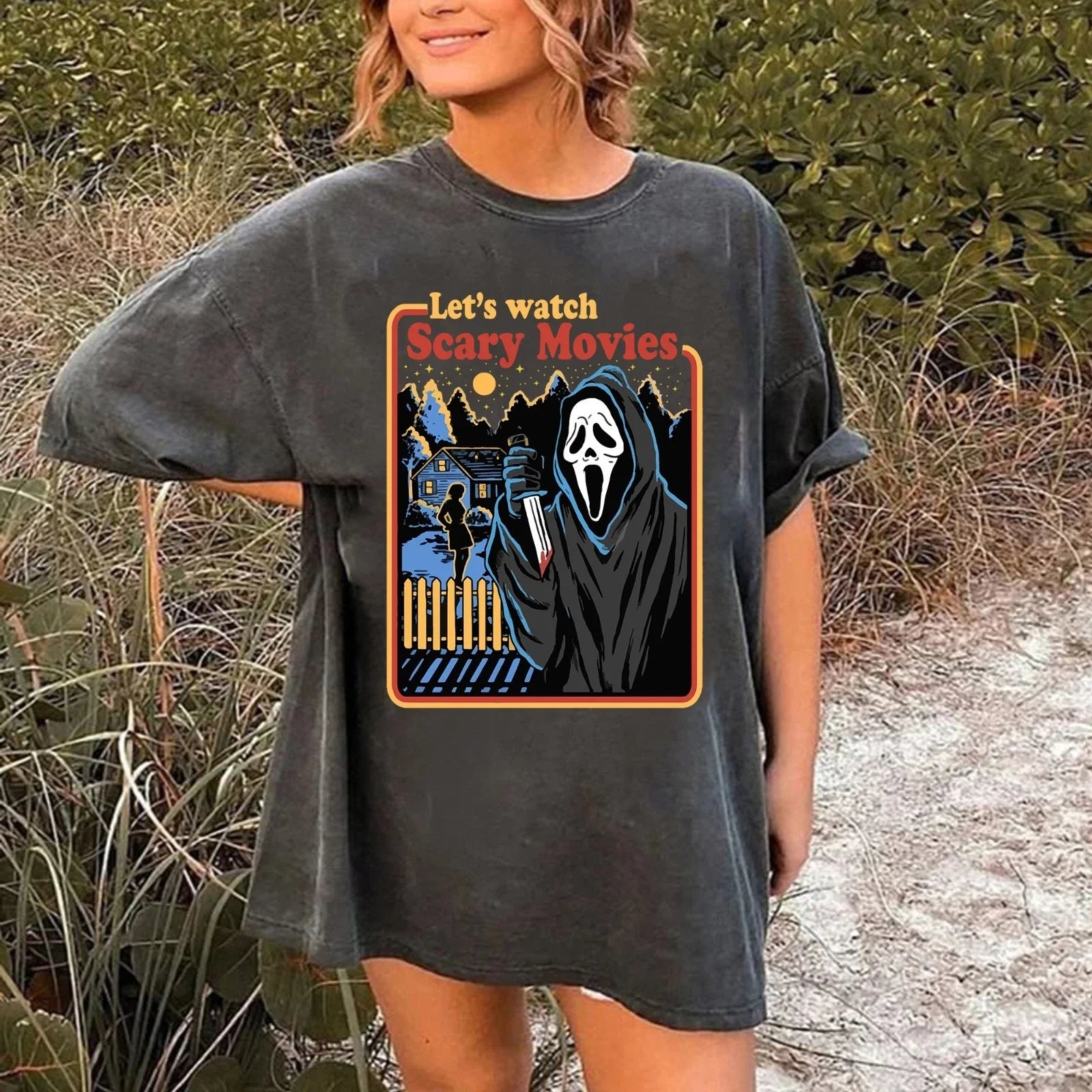 Retro Let's Watch Scary Movie Tee, Vintage Ghost Face Scream Tee, 30 Anniversary