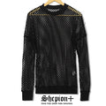 HOT Mens Long Sleeve Fishnet Mesh Sheer T-shirt Gothic Punk Stretchy Tee Shirt