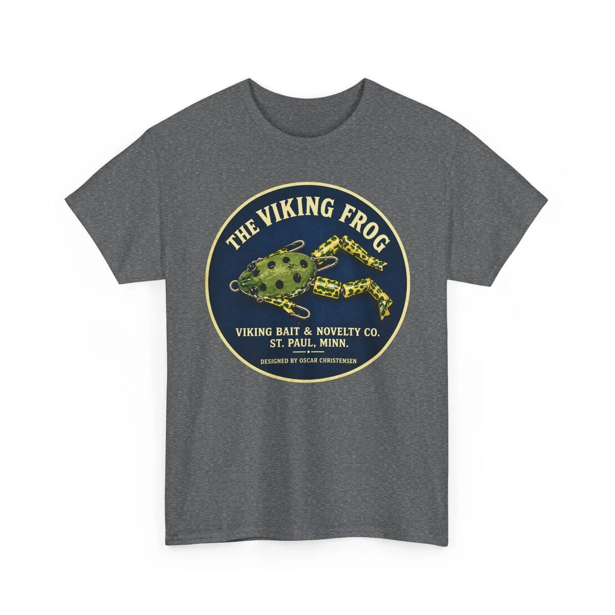Christensen Frog Viking Bait & Novelty St Paul MN Vtg Fishing Lure Retro T-shirt
