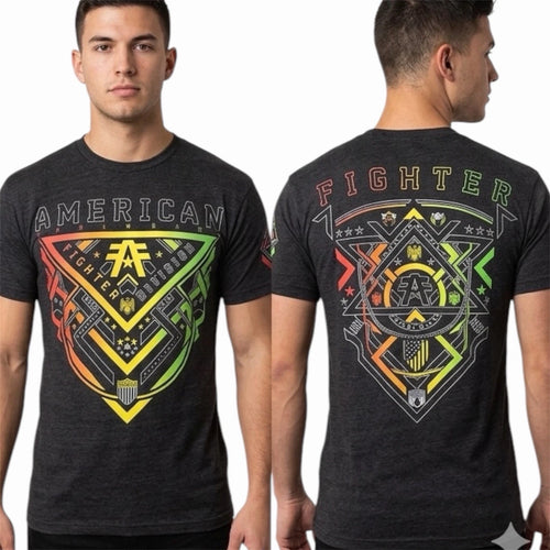 AMERICAN FIGHTER Heather Black ALBERTA Athletic Graphic T-shirt NWT