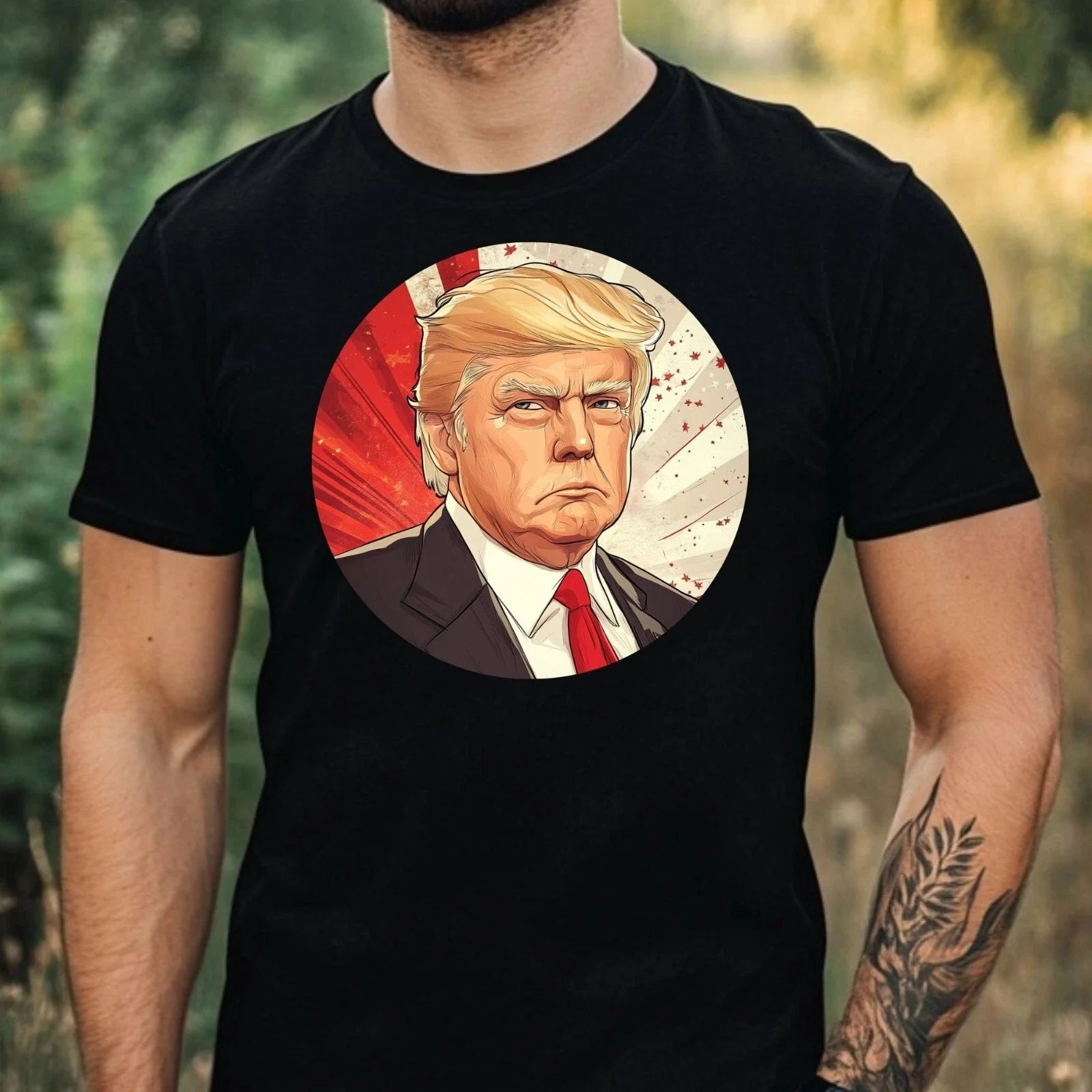 Mens Trump Manga Motif Cotton T-Shirt Size XS to 5XL