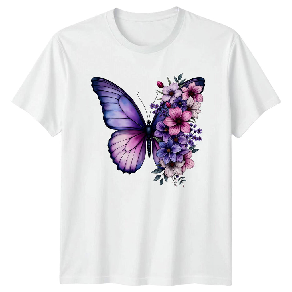 Butterfly Floral Graphic Tee Animals Butterflies Men Womens T-Shirt Unisex