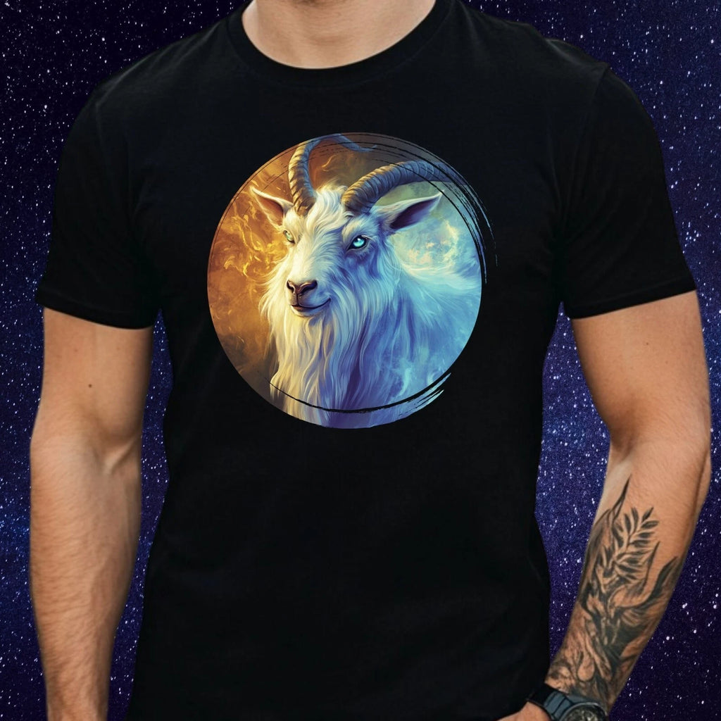 Mens Goat Mystical Motif Cotton T-Shirt Size XS to 5XL