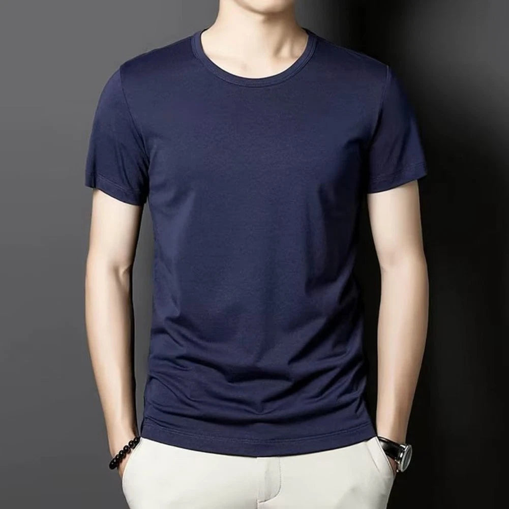 Sleek & Simple Men's Casual T Shirt with No Elasticity and Solid Colors