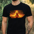 Mens Buddha on Fire Motif Cotton T-Shirt Size XS to 5XL